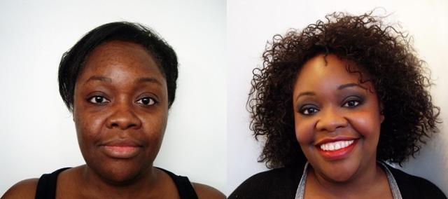Before and after of mature black women makeup by Age Perfect Beauty